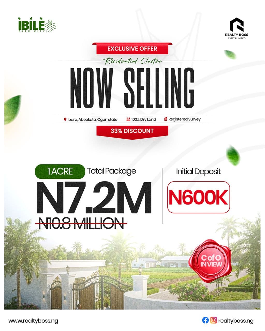 Ibile Farm City, Ibara Abeokuta -- 500SQM